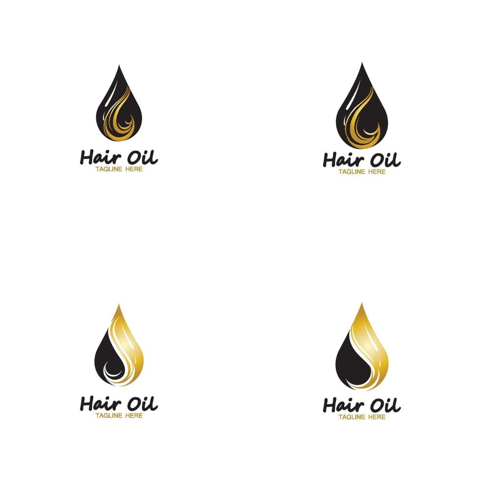 haarolie-essentieel logo met druppelolie en haarlogo-symbool-vector vector