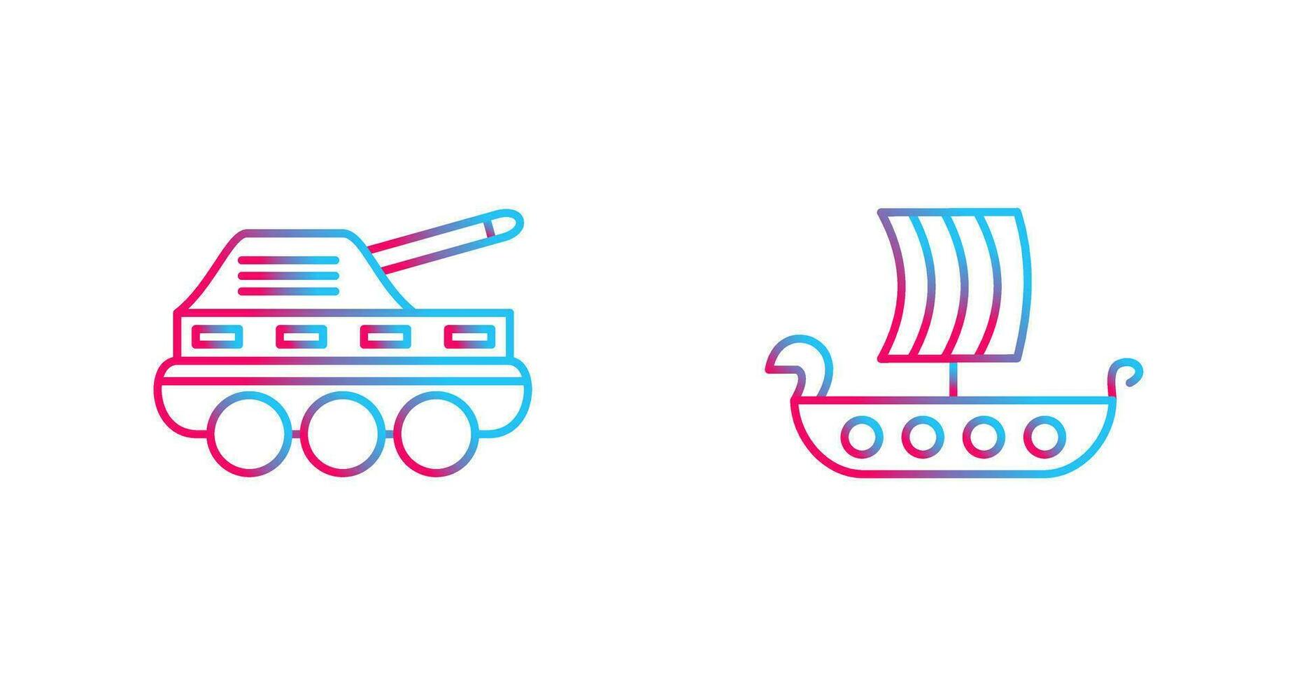 infanterie tank en viking schip icoon vector