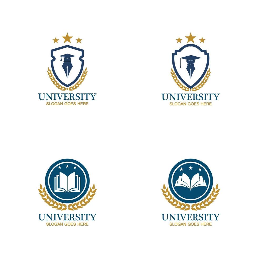ontwerpsjabloon voor universiteit, academie, school en cursus logo vector