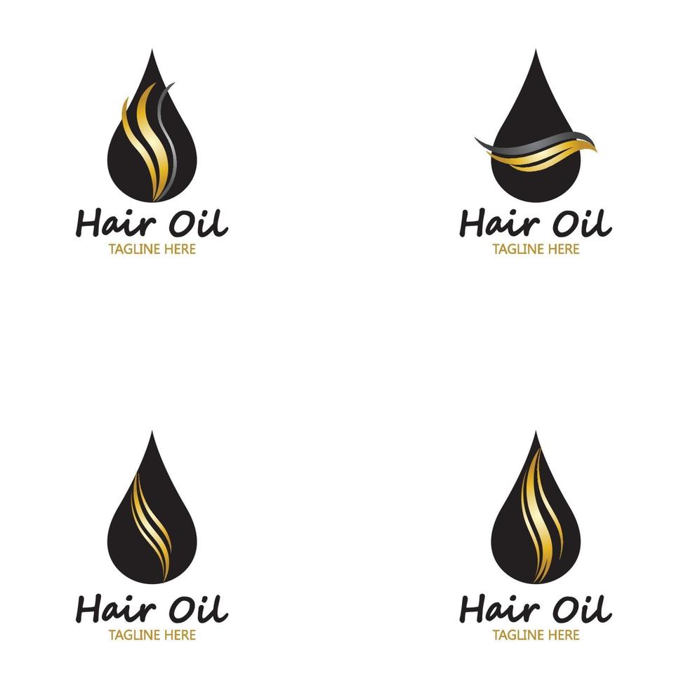 haarolie-essentieel logo met druppelolie en haarlogo-symbool-vector vector