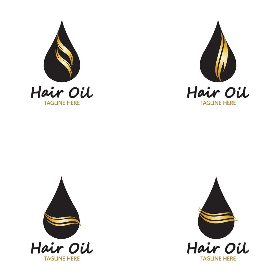 haarolie-essentieel logo met druppelolie en haarlogo-symbool-vector vector