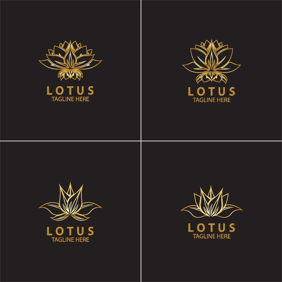 gouden lotusbloem logo vector ontwerpsjabloon