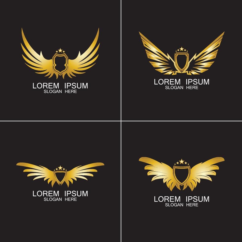 gevleugeld schild gouden logo ontwerp symbool vector illustratie-vector