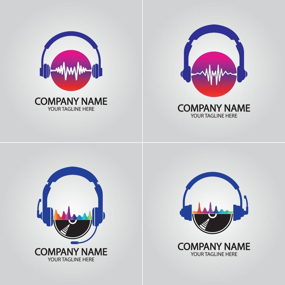 hoofdtelefoon dj, logo voor muziekstudio-opname vector