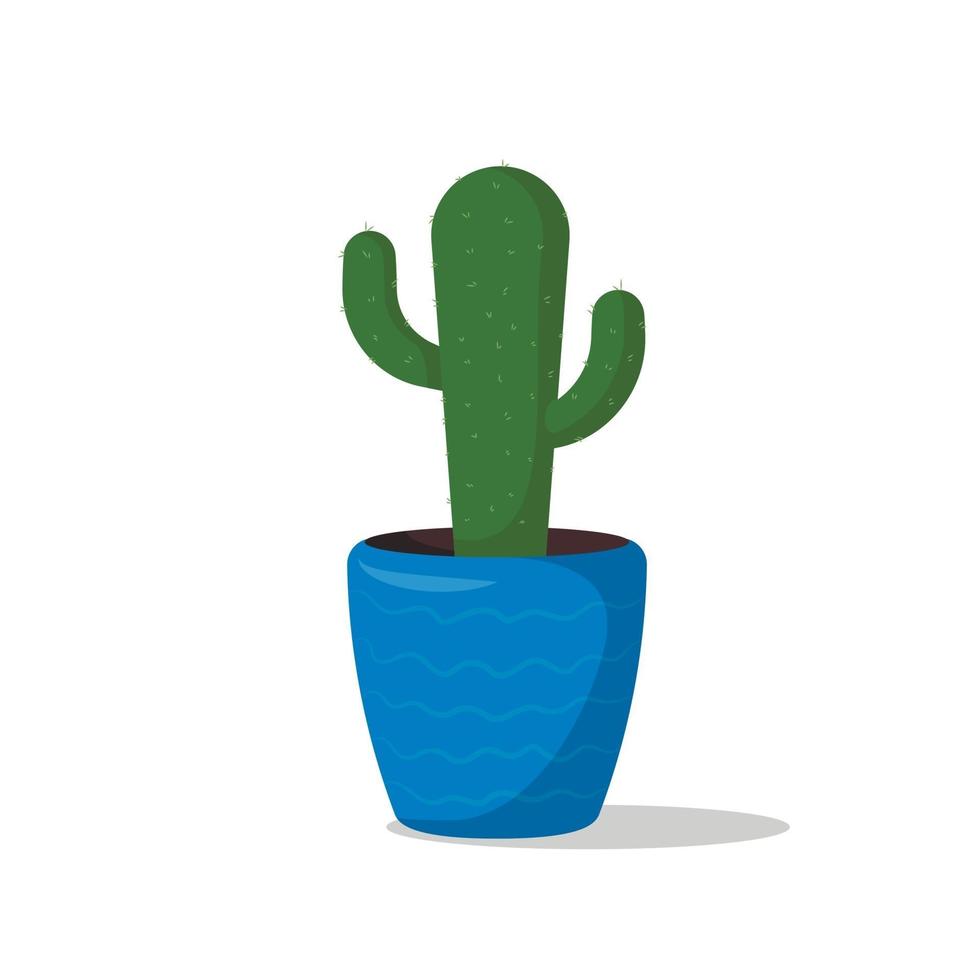 cactus. huisplant in een blauwe pot met golven vector