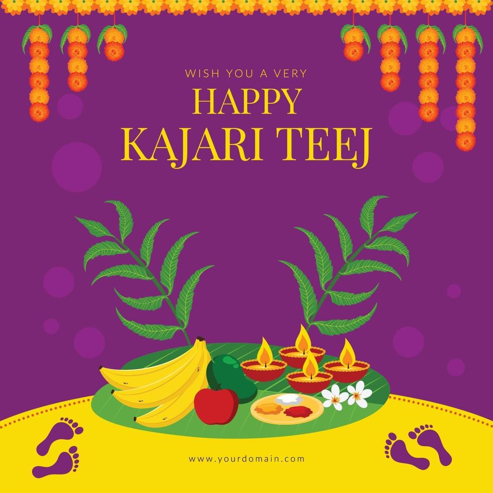 happy kajari teej indian festival banner ontwerpsjabloon vector