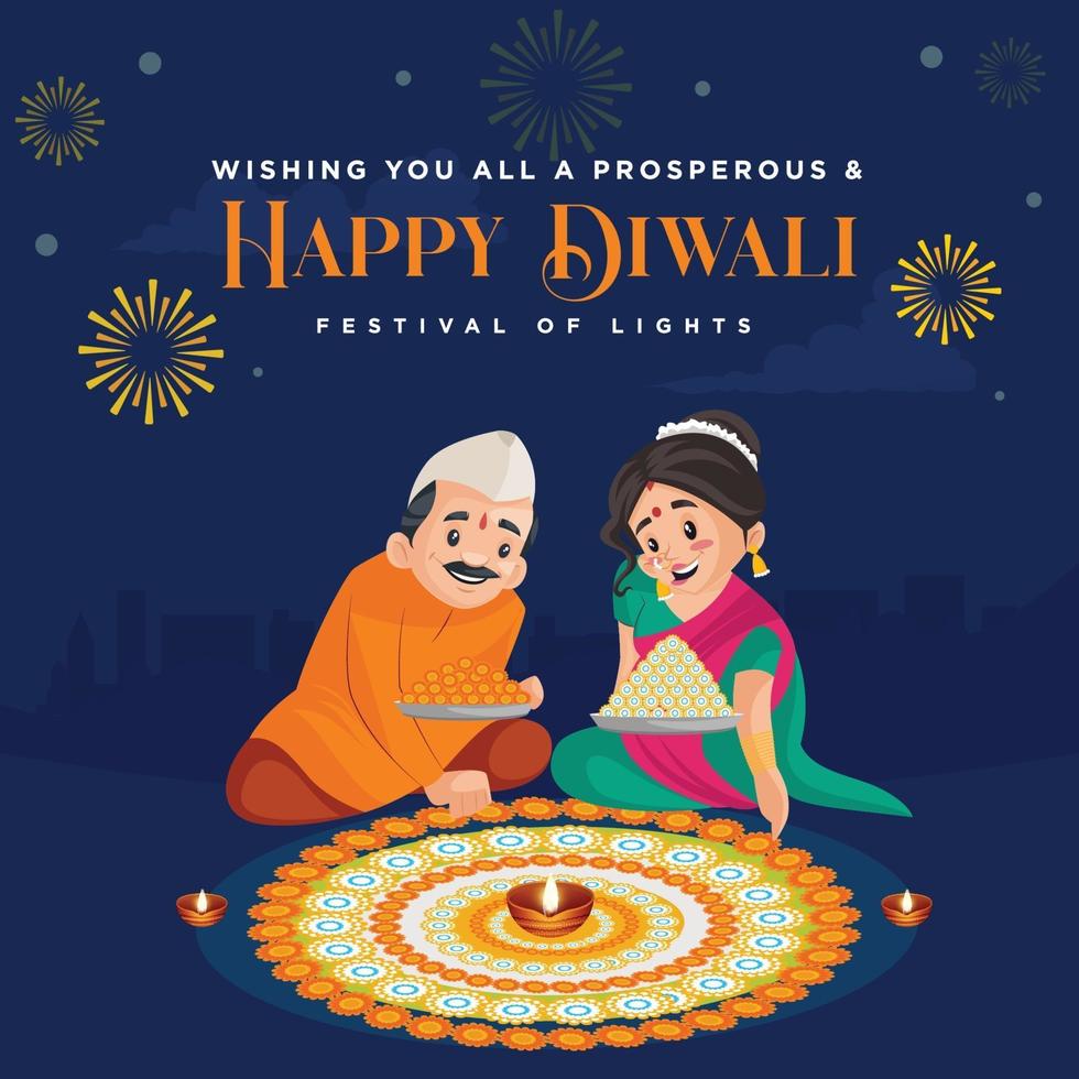 bannerontwerp van happy diwali festival van lichtsjabloon vector