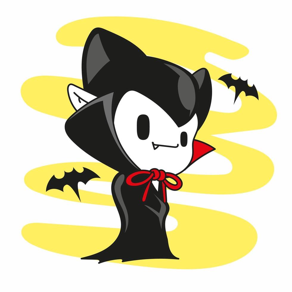 schattige kleine vampier staande pose, halloween schattige dracula vector