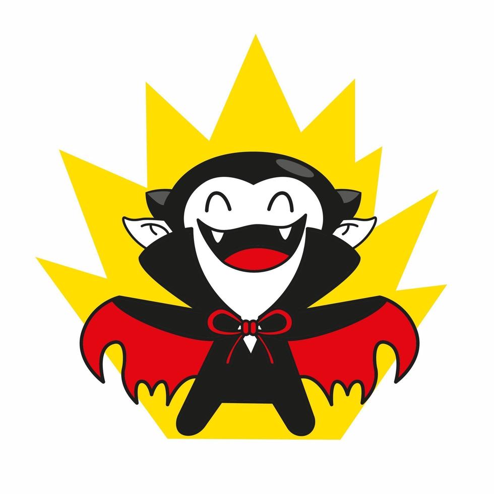 schattige kleine vampier gelukkige pose, halloween schattige dracula vector