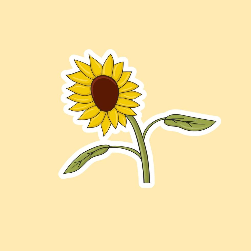 kleurrijke handgetekende zonnebloemsticker vector