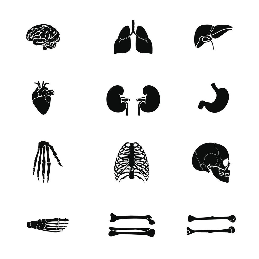 stel pictogram silhouet menselijk orgaan in vector