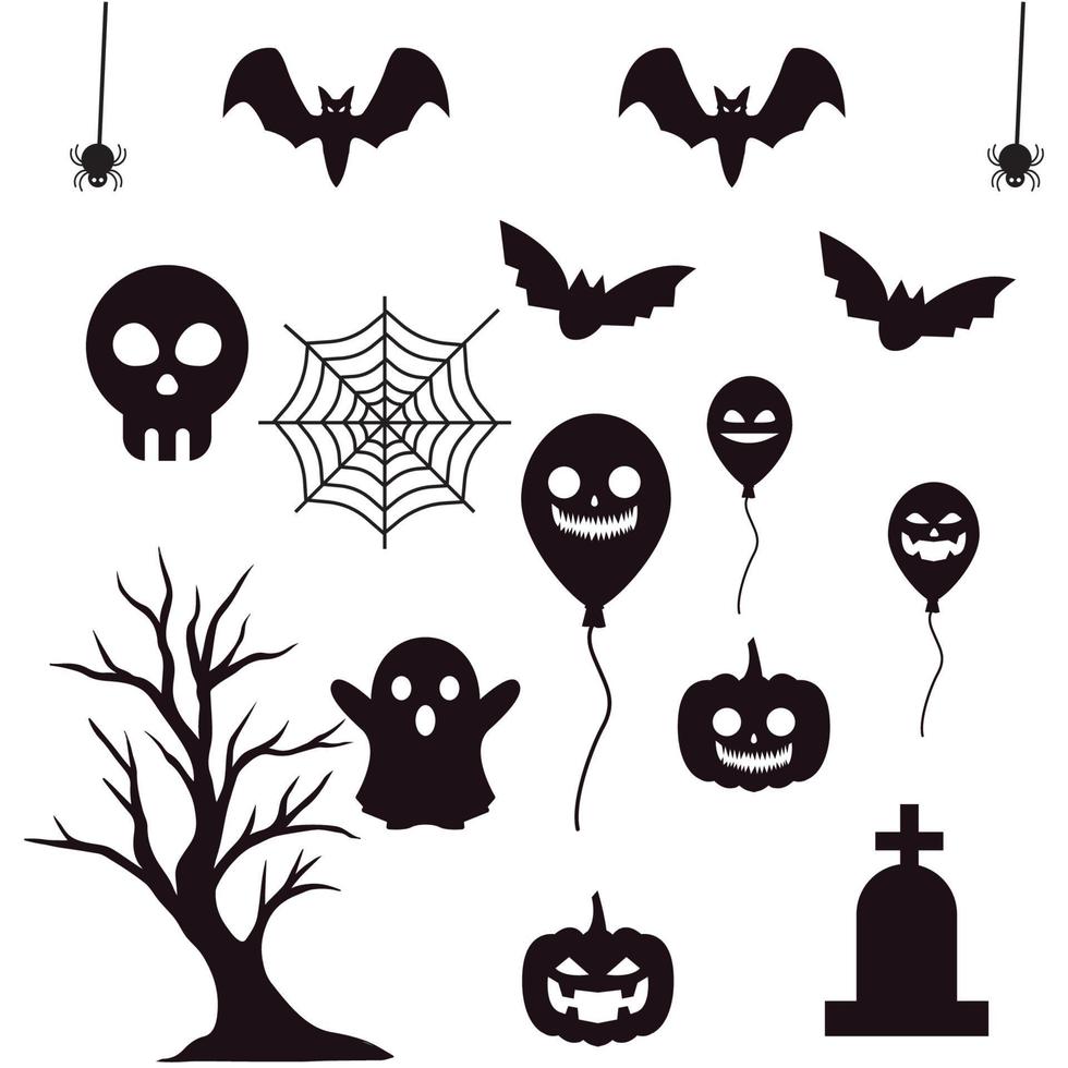 set silhouetten van halloween vectorillustratie. vector