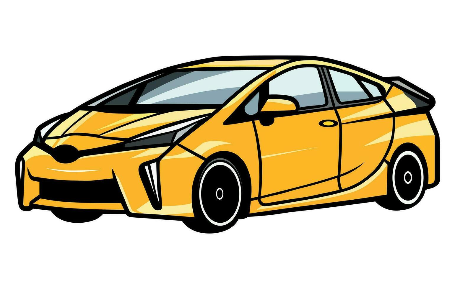 prius auto's vector illustratie, vector illustratie van een populair hybride auto,