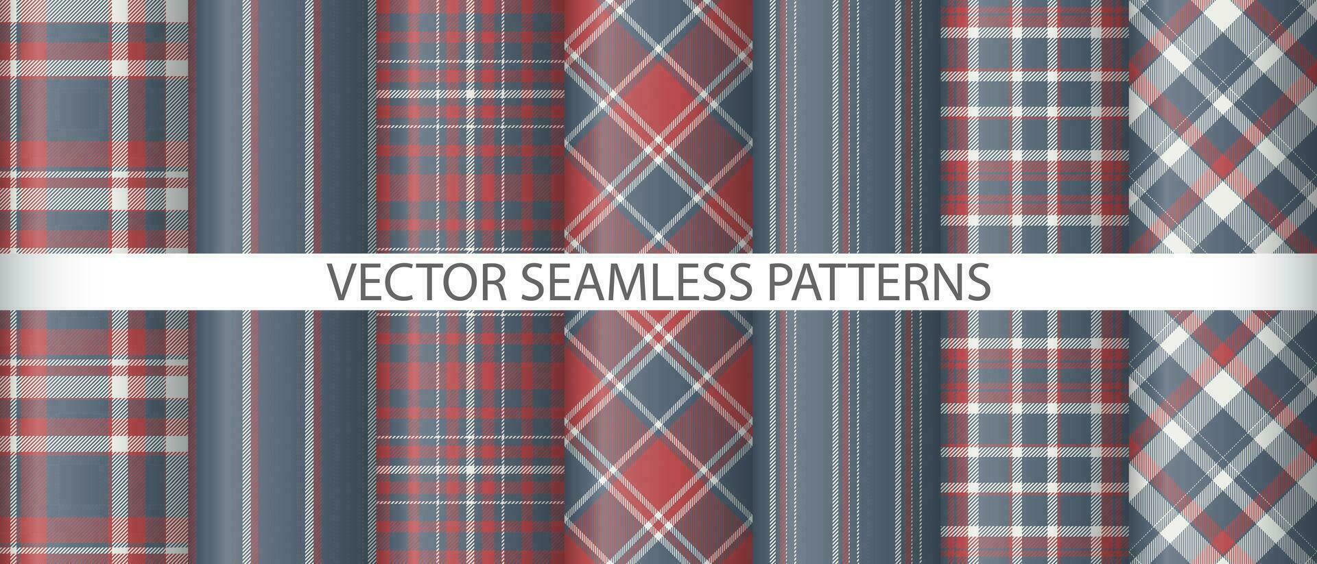 reeks Schotse ruit vector achtergrond. structuur patroon plaid. controleren naadloos textiel kleding stof.