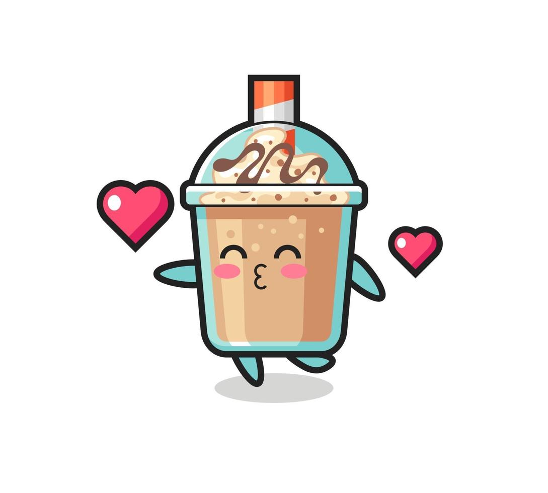 milkshake karakter cartoon met kussend gebaar vector