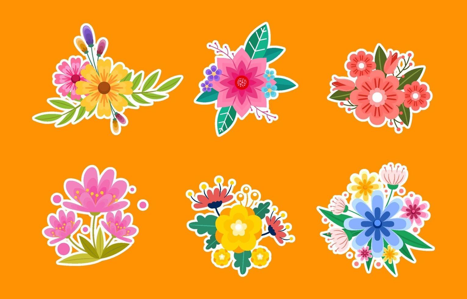 bloemen stickers elementen vector