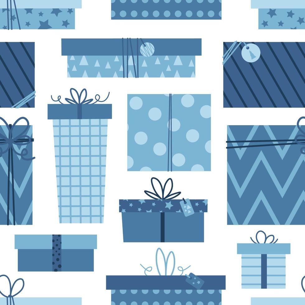 naadloos patroon met schattige geschenkdozen. inpakpapierpatroon vector