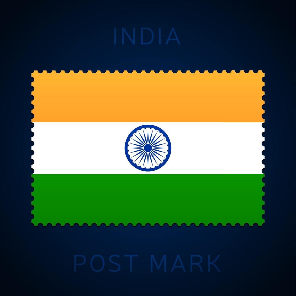 indiase postzegel. nationale vlag postzegel geïsoleerd op wit vector