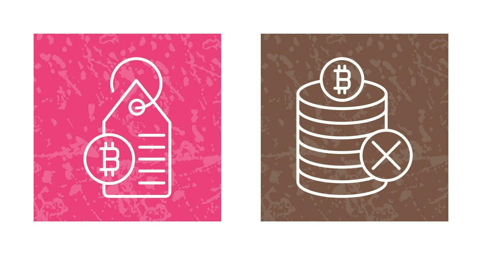 niet geaccepteerd en bitcoin etiket label icoon vector