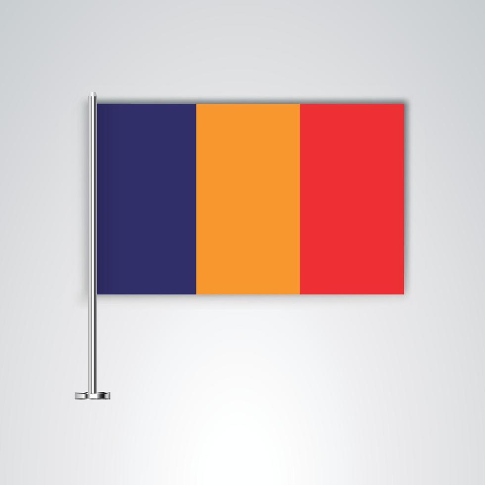 vlag van roemenië met metalen stok vector