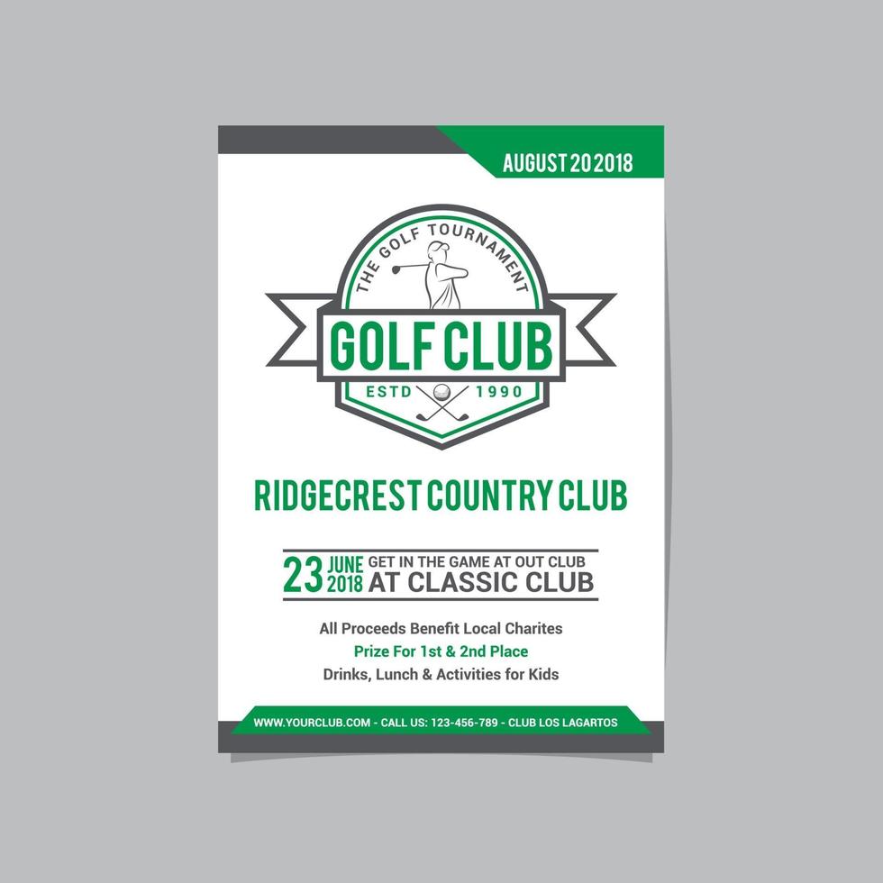 golf flyer vector lay-out ontwerpsjabloon voor extreem sportevenement