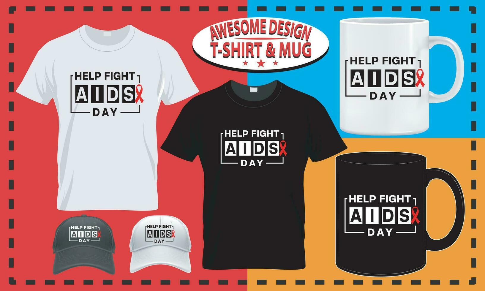 wereld AIDS dag t-shirt en mok ontwerp, typografie Op maat, vector het beste voor afdrukken ontwerp.