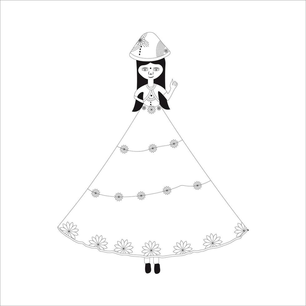 kleur in schattig bruid karakter icoon voorraad illustratie vector