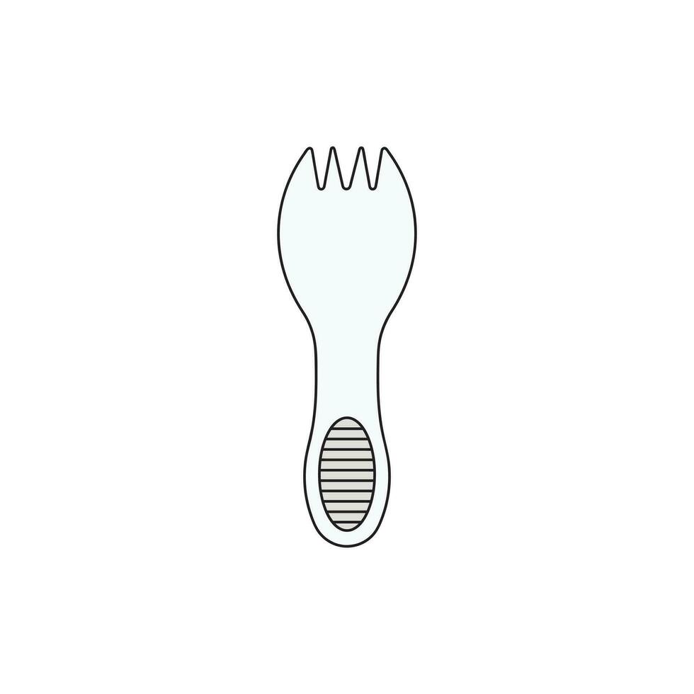 kinderen tekening tekenfilm vector illustratie plastic spork geïsoleerd in tekening stijl