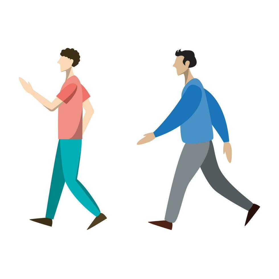 ontwerp vector illustratie twee mannen wandelen