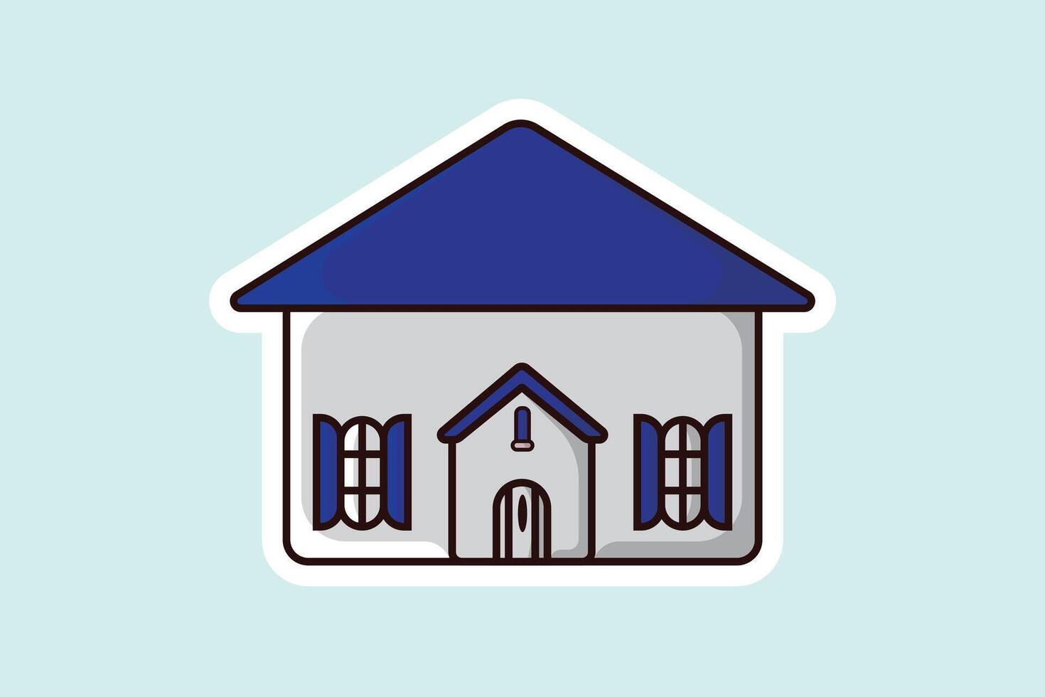 huis gebouw sticker vector illustratie. gebouw en mijlpaal voorwerp icoon concept. mooi minimalistische huis voorkant visie met dak sticker ontwerp logo met schaduw.