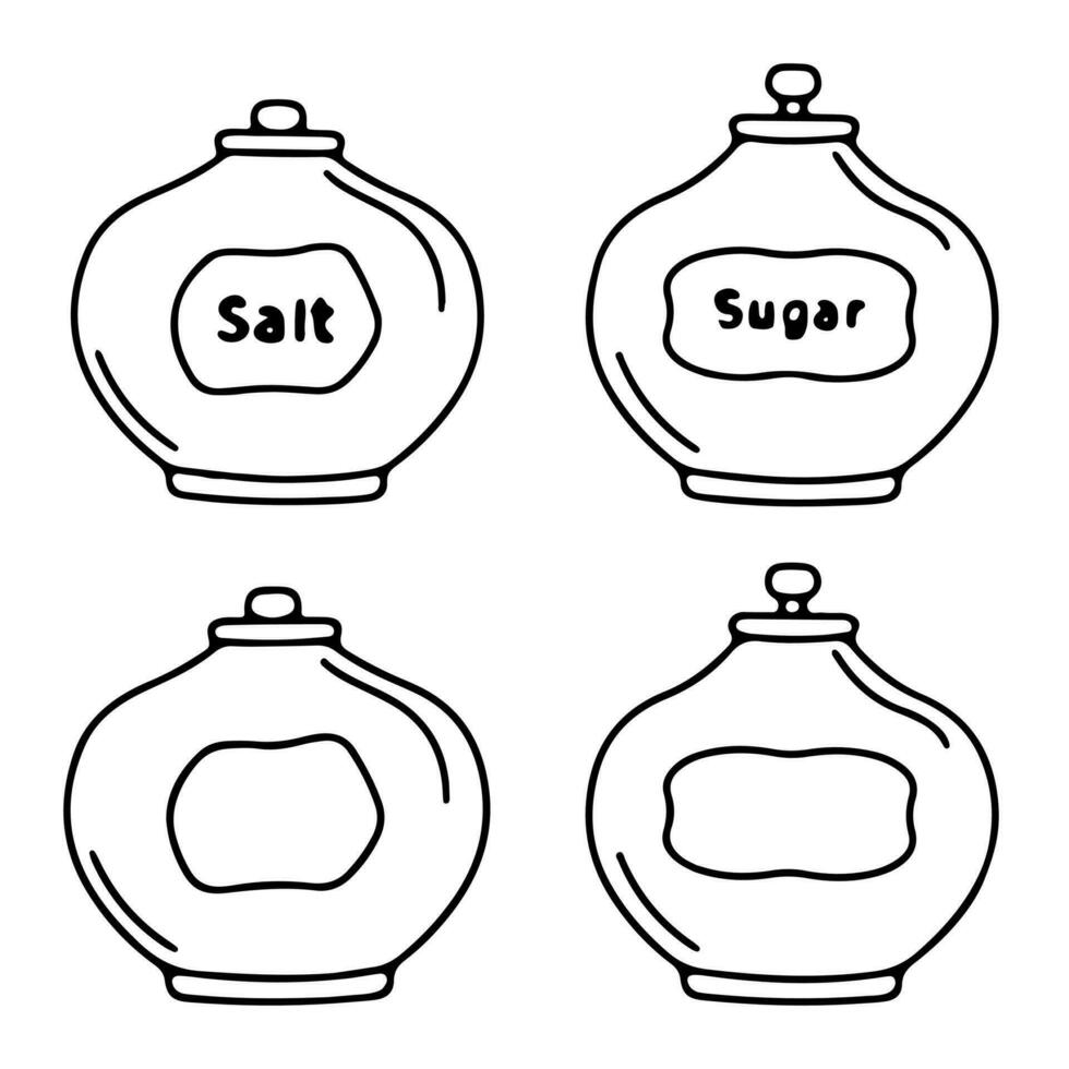 schetsen beeld van een keuken container, kan. doodles van een borden, servies, gebruiksvoorwerpen, servies, keukengerei vector