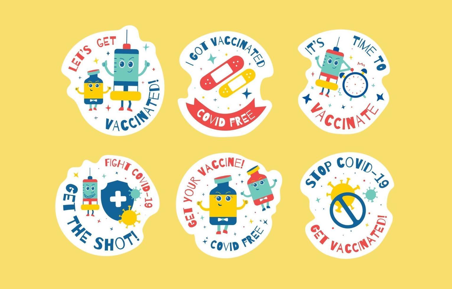 stickers van gevaccineerd worden vector