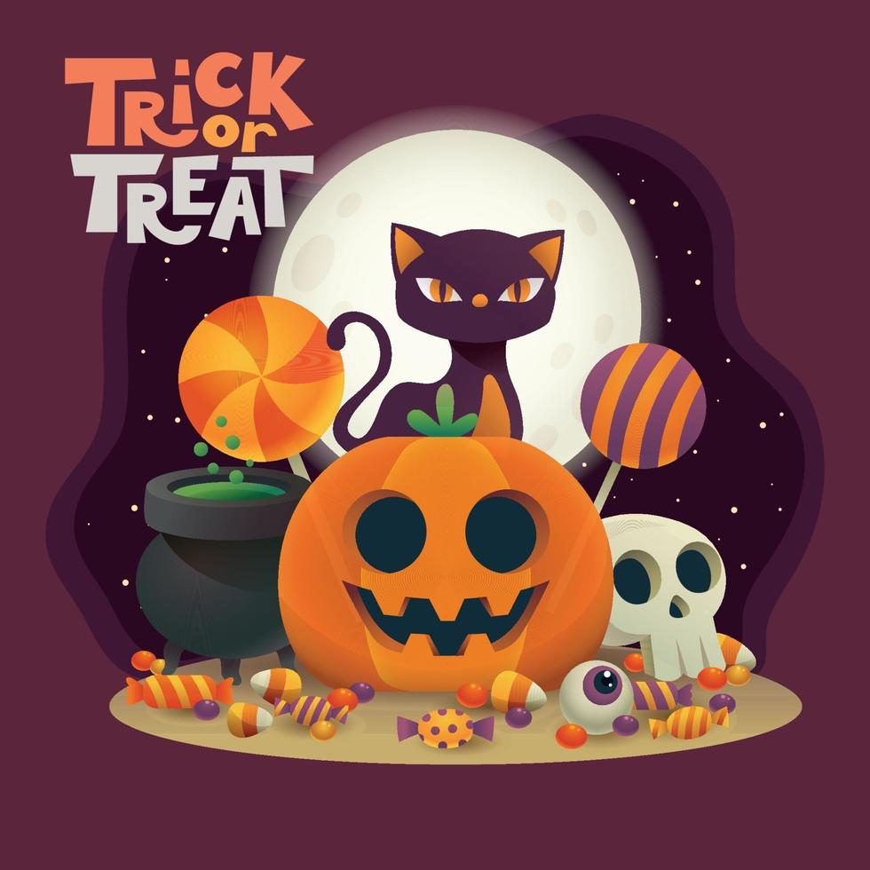 Halloween trick or treat-pompoen vector