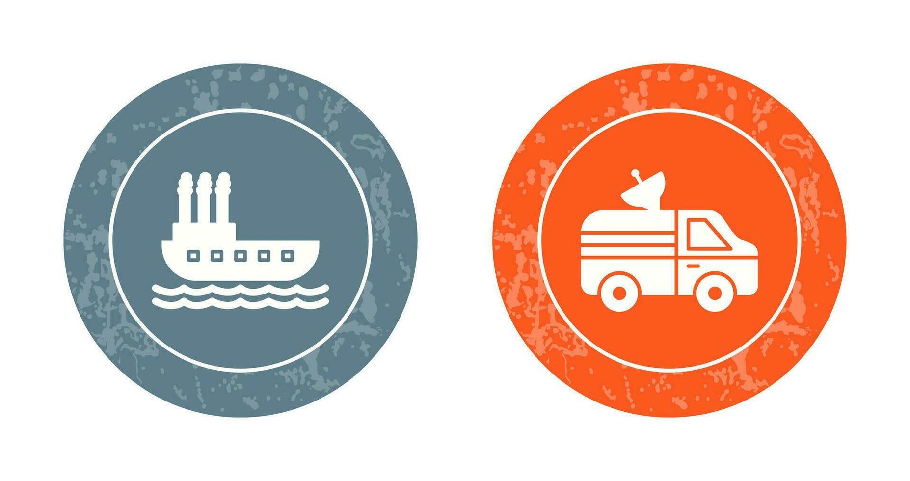 stoomboot en nieuws busje icoon vector