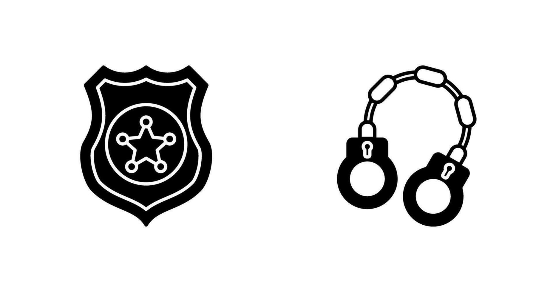 Politie schild en handboei icoon vector