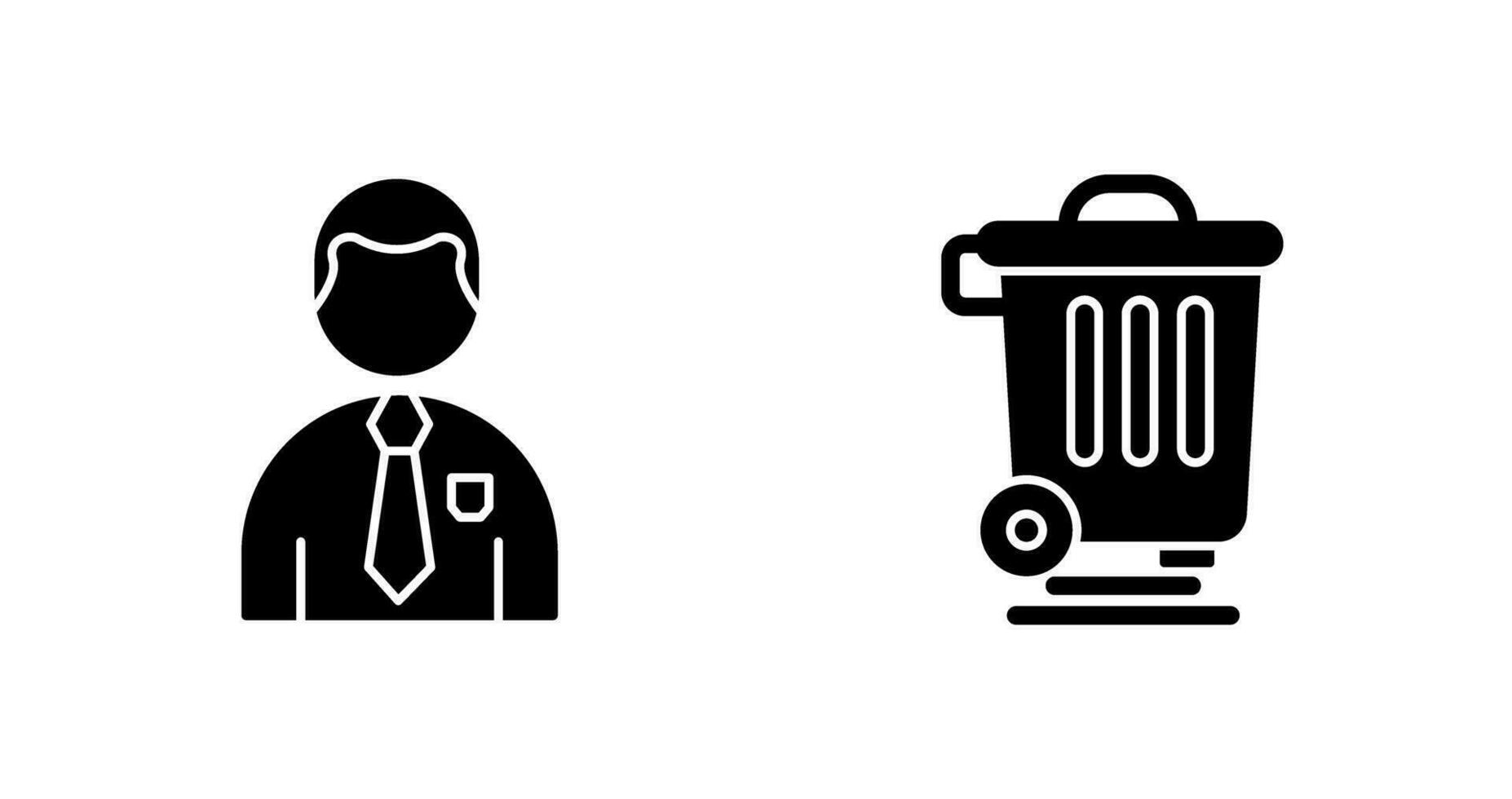 werknemer en vuilnisbak icoon vector