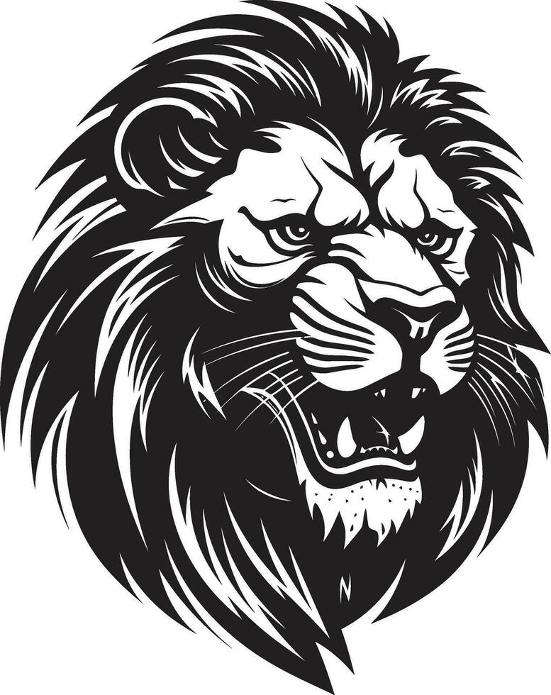 woest schoonheid de ongetemd dapperheid van zwart leeuw icoon vorstelijk brullen een bevallig brullen in leeuw icoon embleem vector