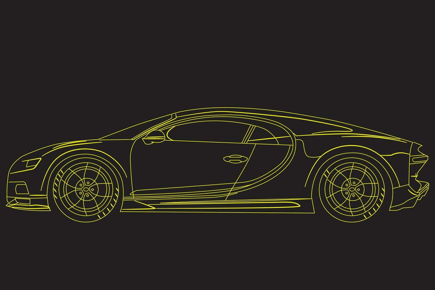 reeks van modern auto silhouetten, kant visie. geel neon auto silhouet voor logo, banier voor afzet reclame ontwerp. vector illustratie. geïsoleerd Aan zwart achtergrond.