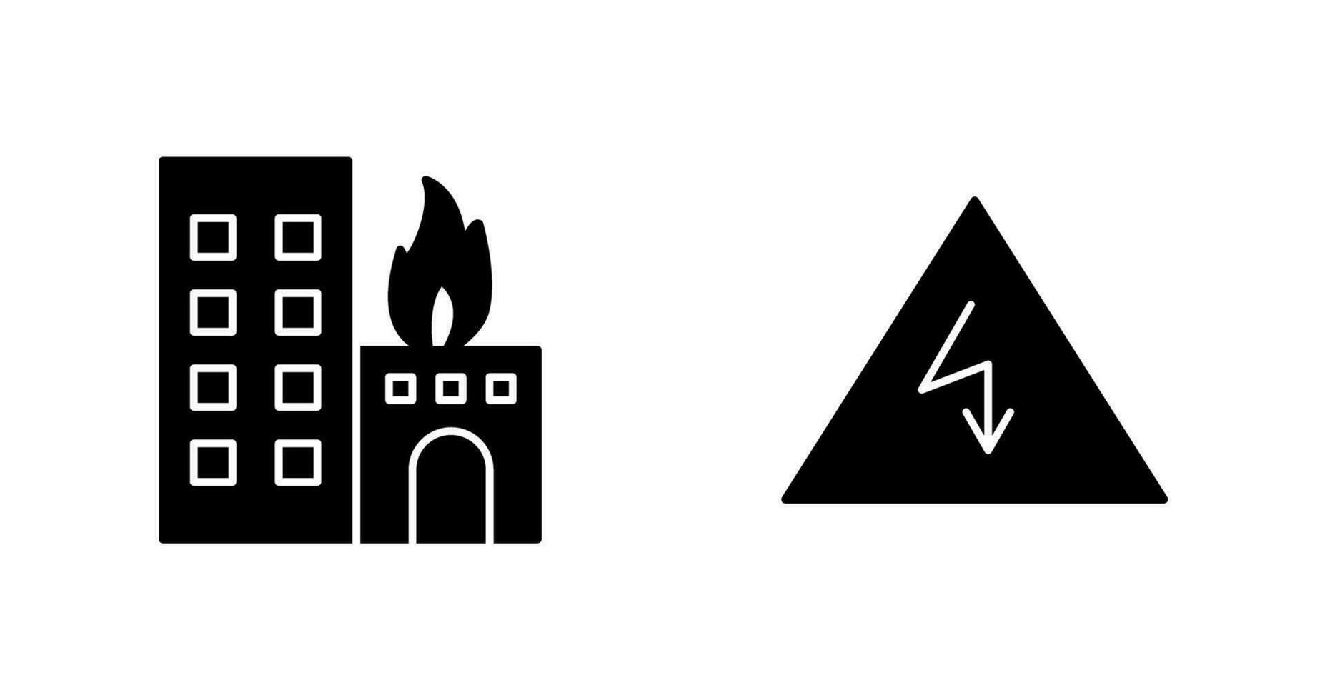 brandend gebouw en elektriciteit Gevaar icoon vector