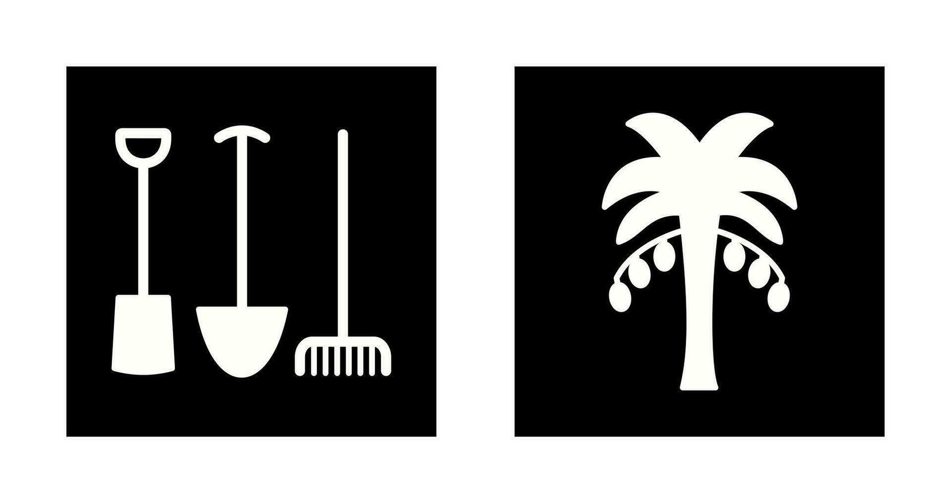 tuinieren gereedschap en palm boom icoon vector