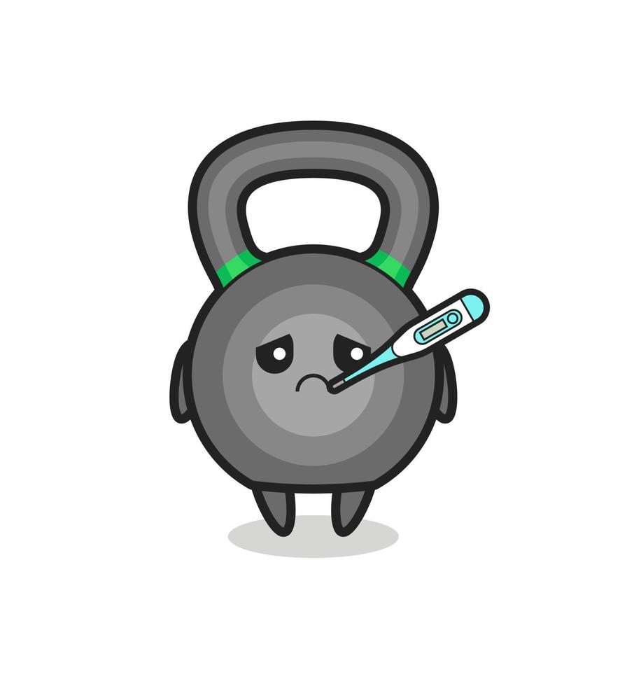 kettlebell-mascottekarakter met koortsconditie vector