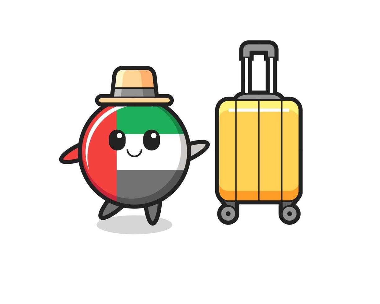 vae vlag badge cartoon afbeelding met bagage op vakantie vector