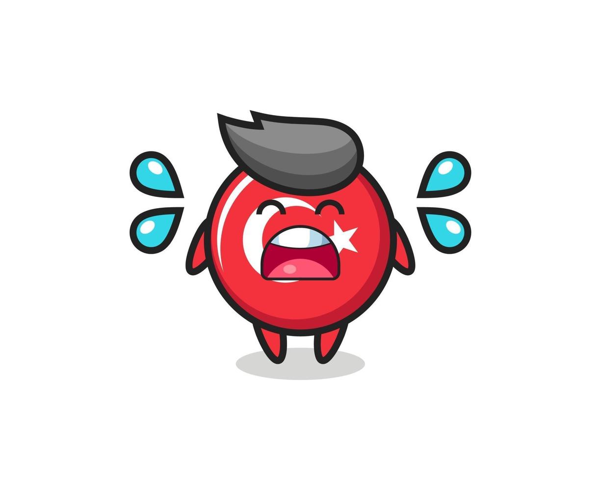 turkije vlag badge cartoon afbeelding met huilend gebaar vector