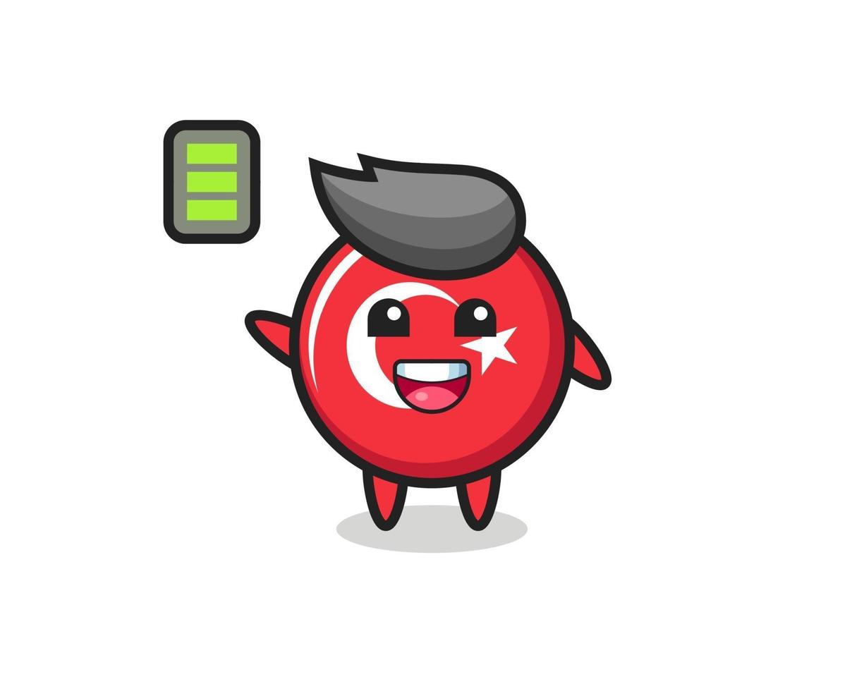 turkije vlag badge mascotte karakter met energiek gebaar vector