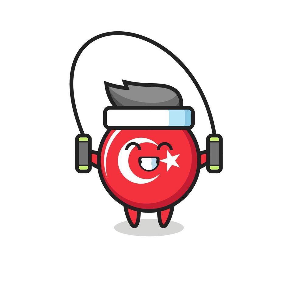 turkije vlag badge karakter cartoon met springtouw vector