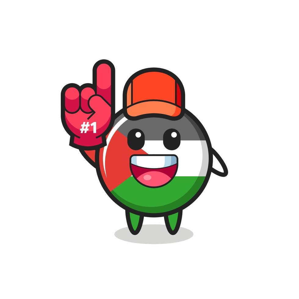 palestina vlag badge illustratie cartoon met nummer 1 fans handschoen vector