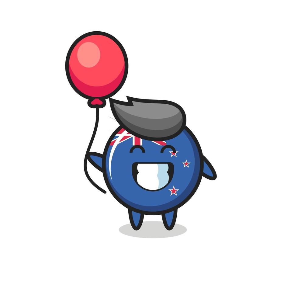 Nieuw-Zeelandse vlag badge mascotte illustratie speelt ballon vector