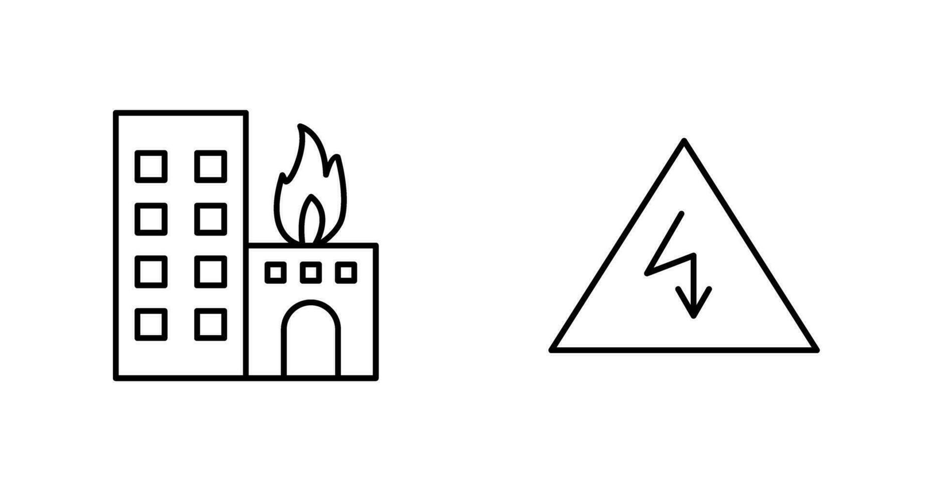 brandend gebouw en elektriciteit Gevaar icoon vector