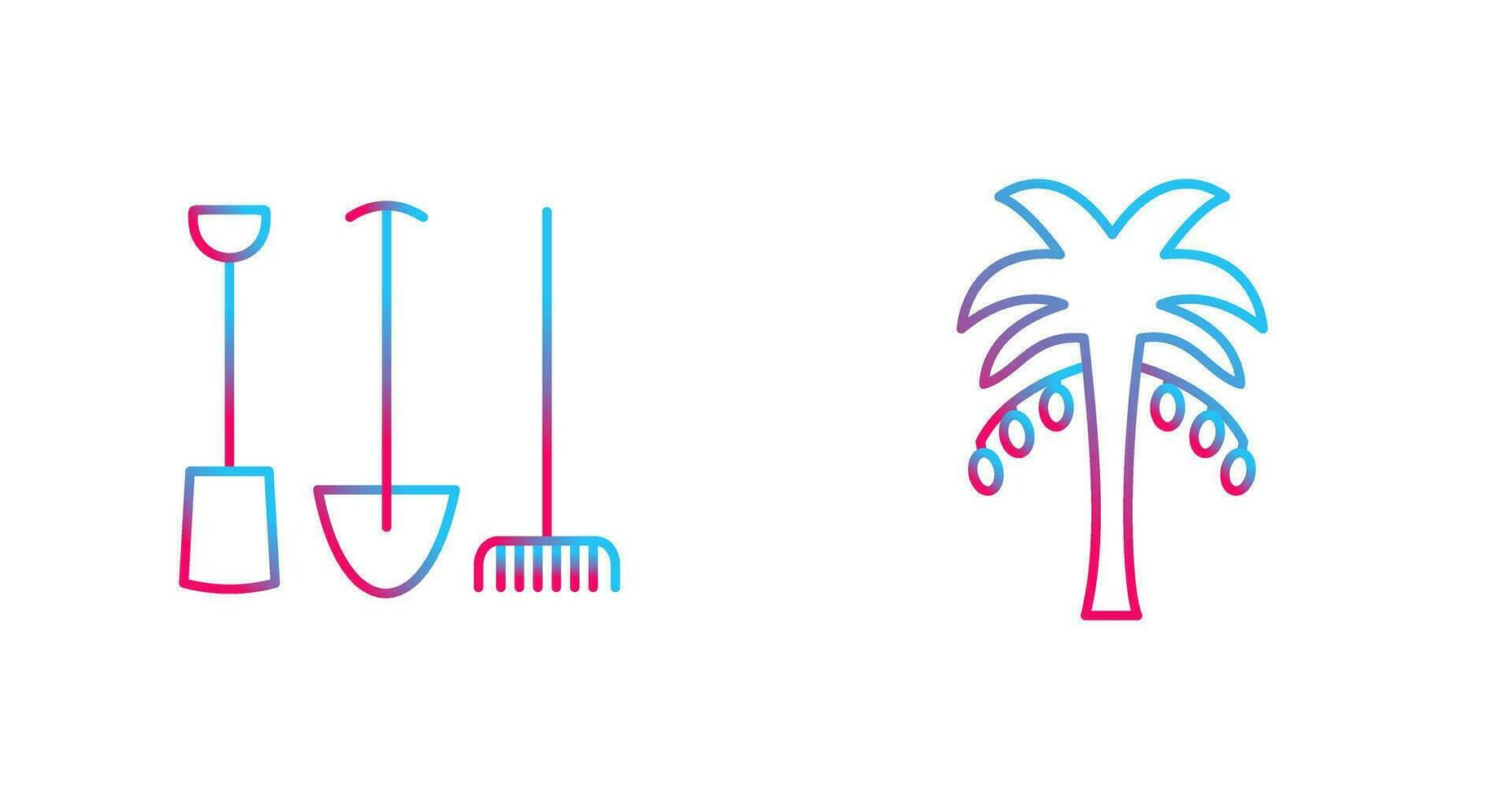 tuinieren gereedschap en palm boom icoon vector