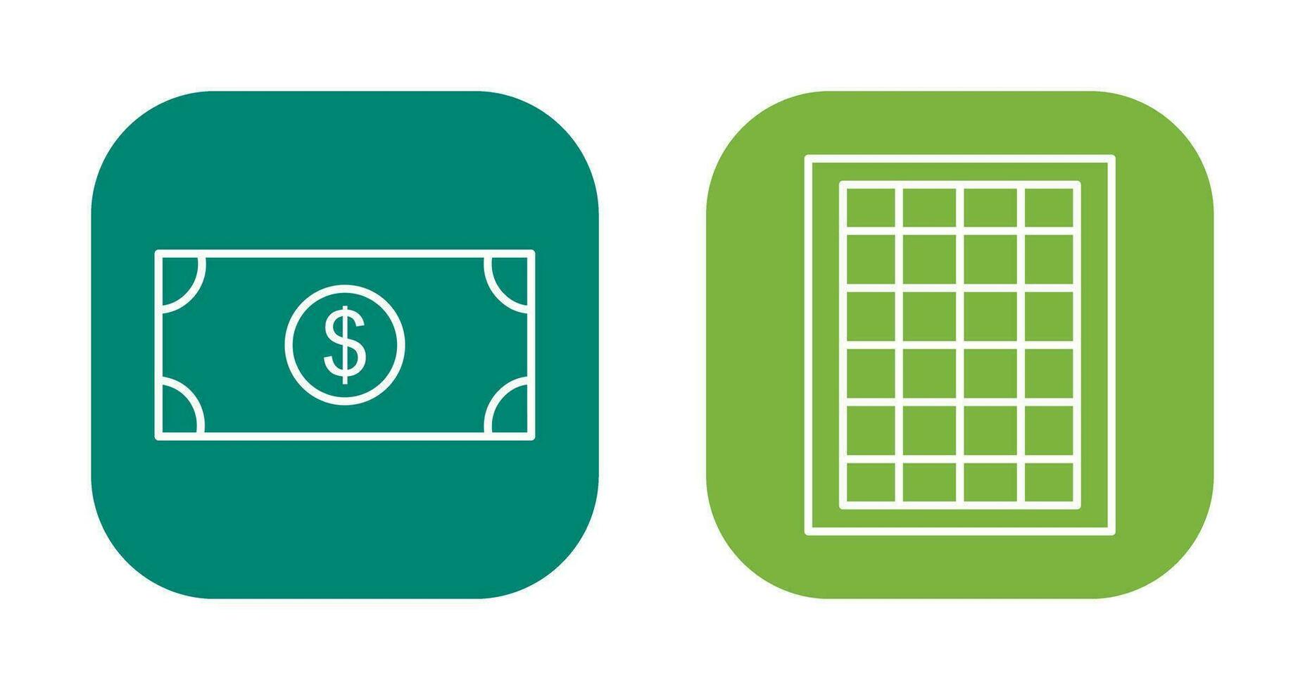 dollar Bill en tafel van tarieven icoon vector